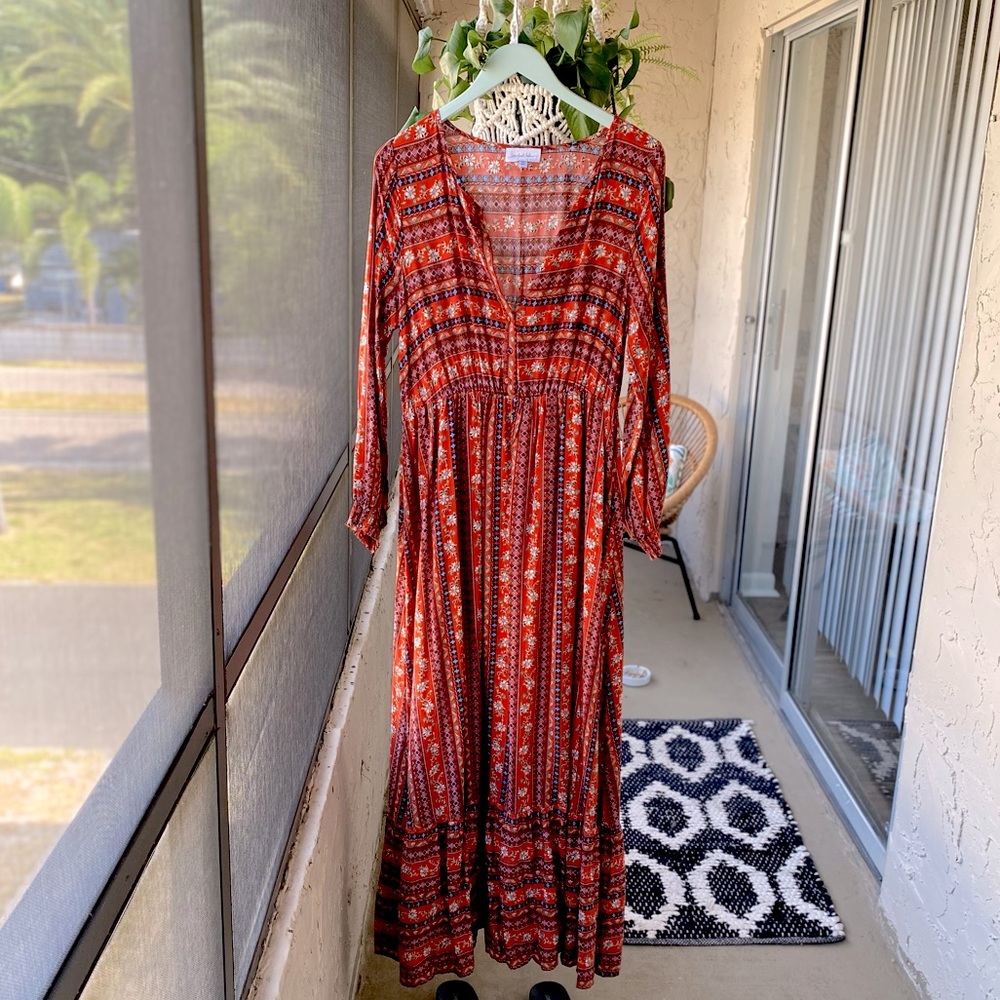 Anthropologie maxi bohemian dress